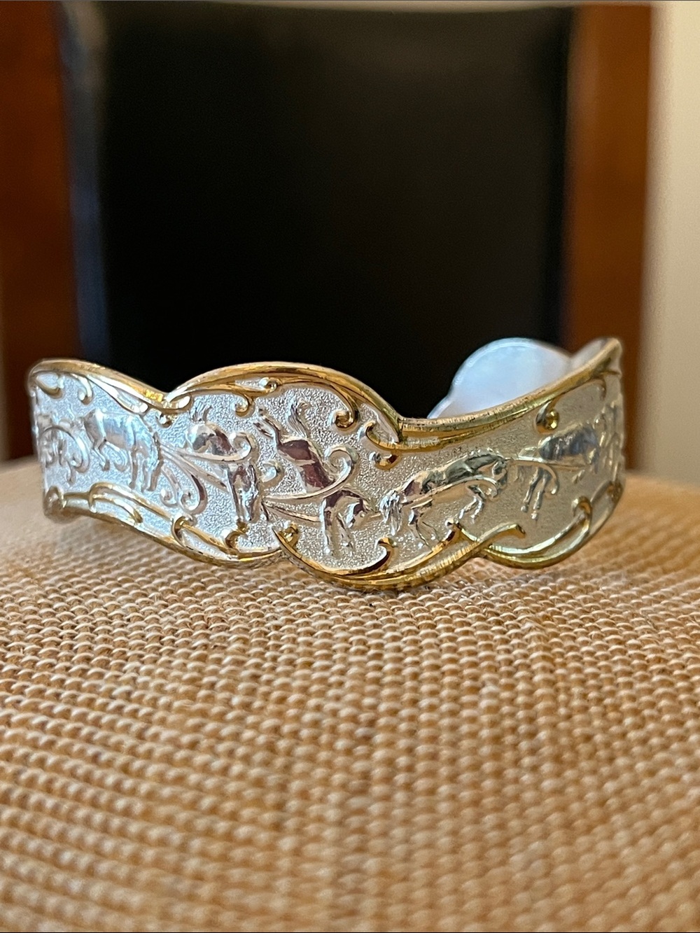Montana Silversmiths Silver and Gold Western Scroll Cuff Bracelet